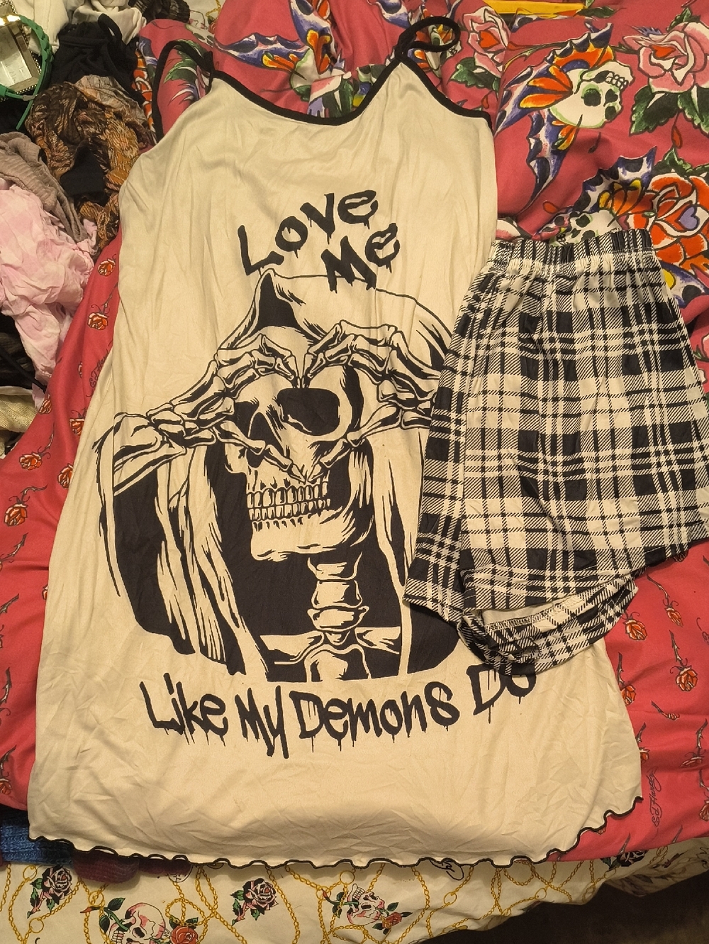 Graphic Skull Pajama Set size M